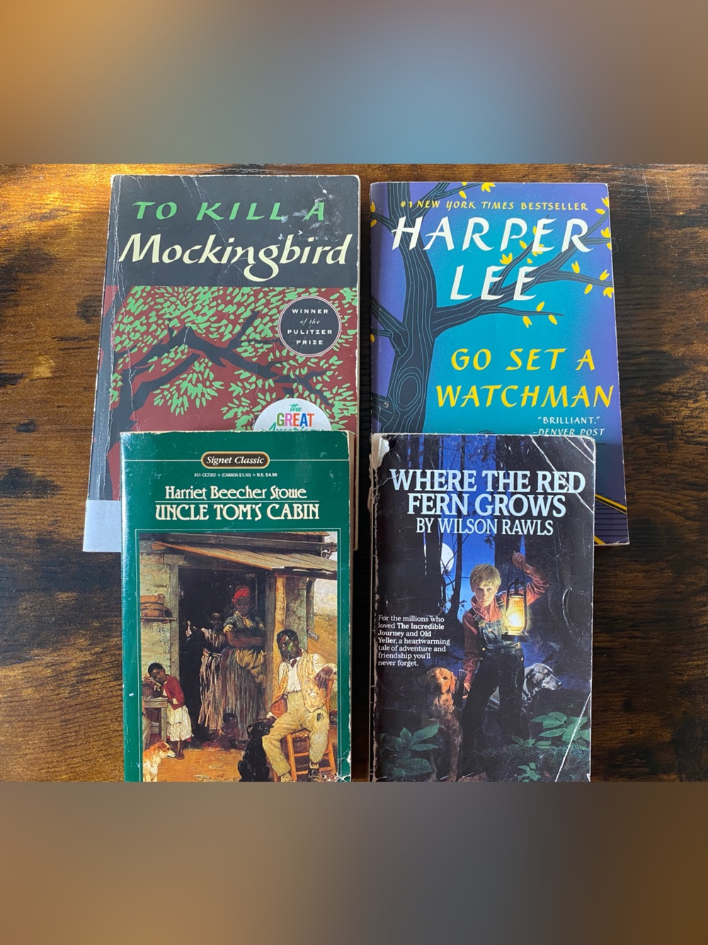 4 Literary Paperback Classics - Harper Lee, Wilson Rawls & Harriet Beecher Stowe